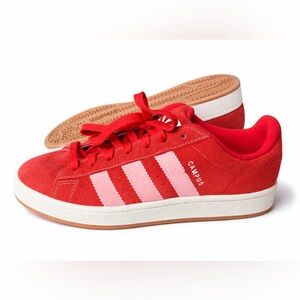 Adidas Campus Sneakers Bold Red Pink Stripes Suede Gum Sole